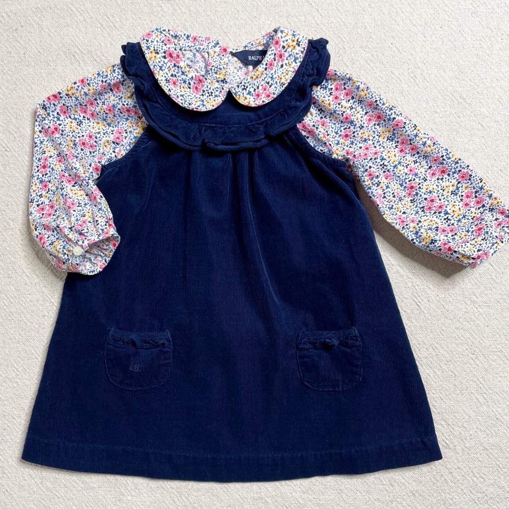 Ralph Lauren 2p Set Floral Top Corduroy Jumper 18m